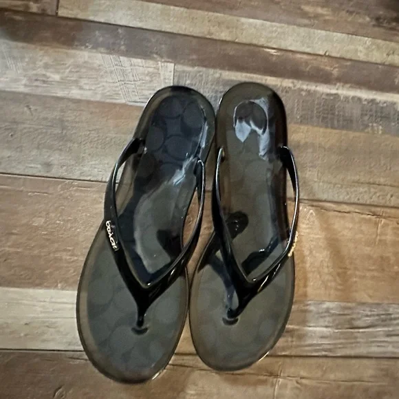 COACH BLACK THONG SANDAL FLATS WOMENS 9 NWT - Picture 6 of 8